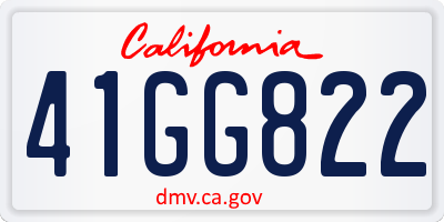 CA license plate 41GG822