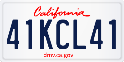 CA license plate 41KCL41