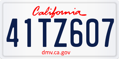 CA license plate 41TZ607