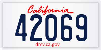 CA license plate 42069