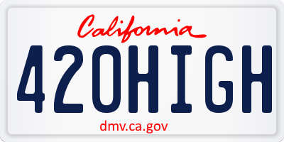 CA license plate 420HIGH