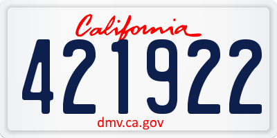 CA license plate 421922