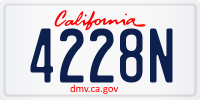 CA license plate 4228N