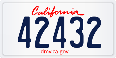 CA license plate 42432