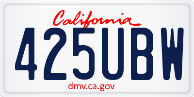 CA license plate 425UBW