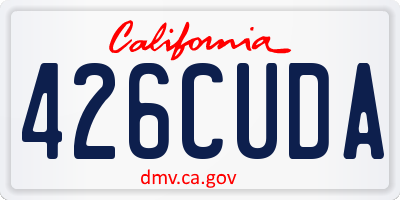 CA license plate 426CUDA