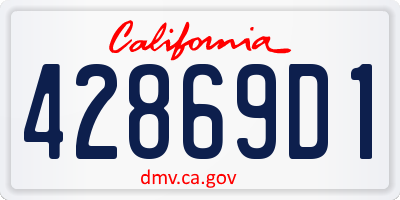 CA license plate 42869D1