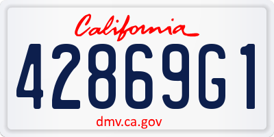 CA license plate 42869G1