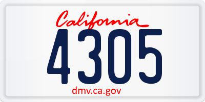 CA license plate 4305