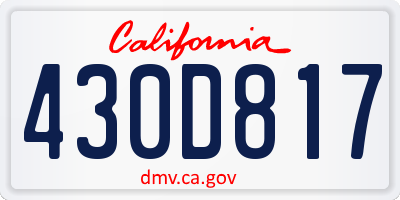 CA license plate 430D817