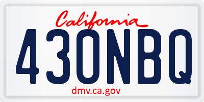 CA license plate 430NBQ