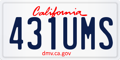 CA license plate 431UMS