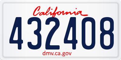 CA license plate 432408