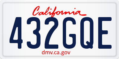 CA license plate 432GQE