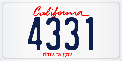 CA license plate 4331