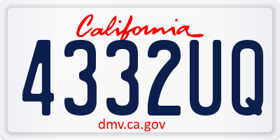 CA license plate 4332UQ