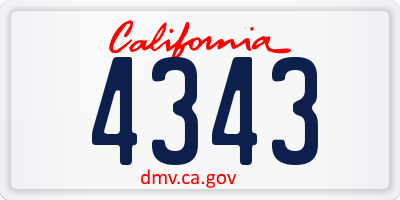 CA license plate 4343