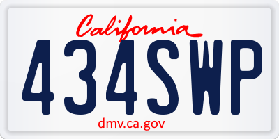 CA license plate 434SWP