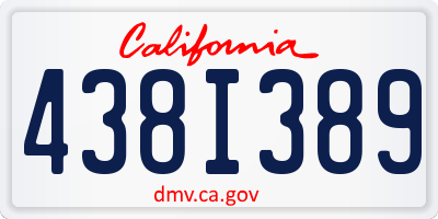 CA license plate 438I389