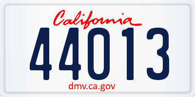 CA license plate 44013