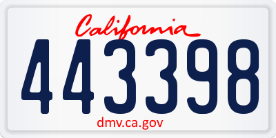 CA license plate 443398