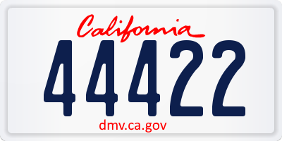 CA license plate 44422