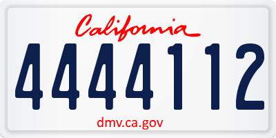 CA license plate 4444112