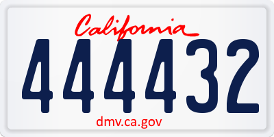 CA license plate 444432