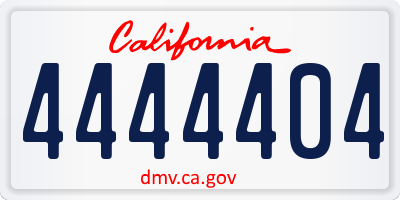 CA license plate 4444404