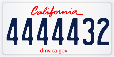 CA license plate 4444432