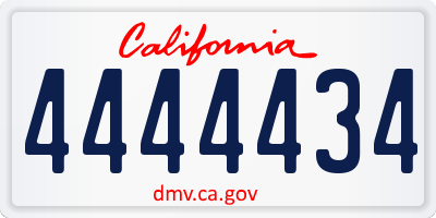 CA license plate 4444434