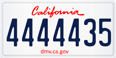 CA license plate 4444435