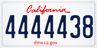 CA license plate 4444438