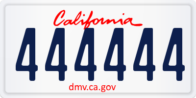 CA license plate 444444