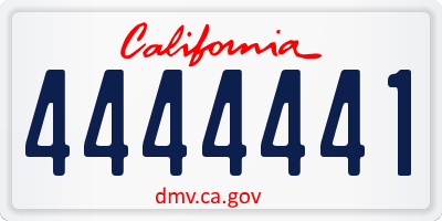 CA license plate 4444441