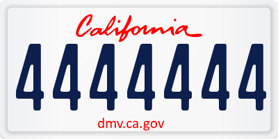 CA license plate 4444444