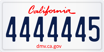 CA license plate 4444445