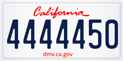 CA license plate 4444450