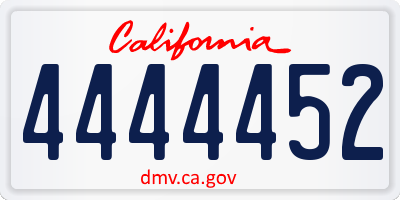 CA license plate 4444452