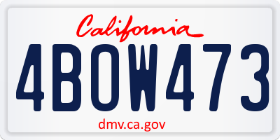CA license plate 4BOW473