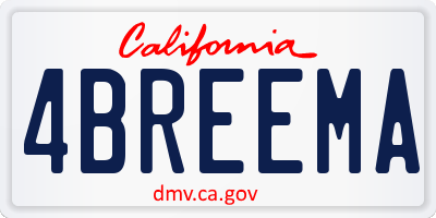 CA license plate 4BREEMA