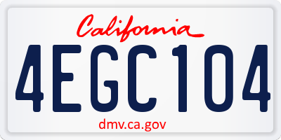 CA license plate 4EGC104