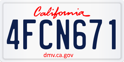CA license plate 4FCN671