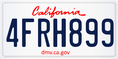 CA license plate 4FRH899