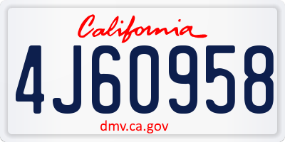 CA license plate 4J60958