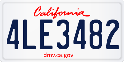 CA license plate 4LE3482