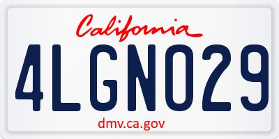 CA license plate 4LGNO29