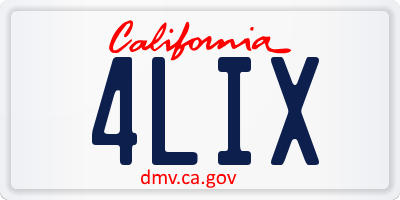 CA license plate 4LIX