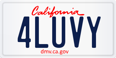 CA license plate 4LUVY