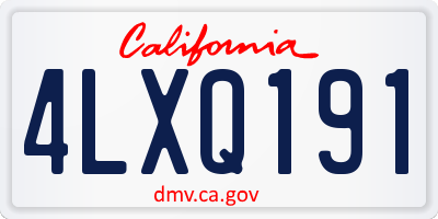 CA license plate 4LXQ191